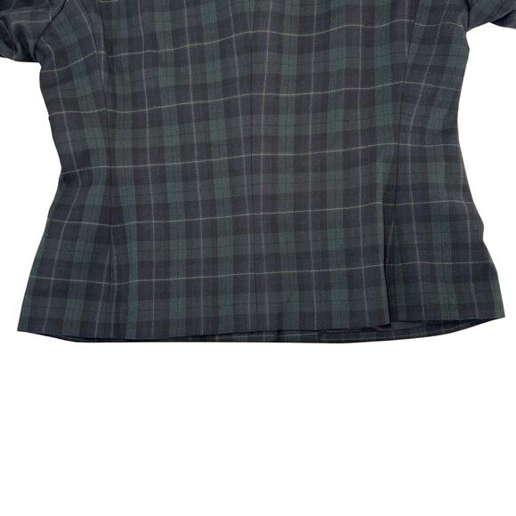 Jones New York Blazer Women’s 14 Plaid Green Black Velvet Collar Vintage - Picture 7 of 8